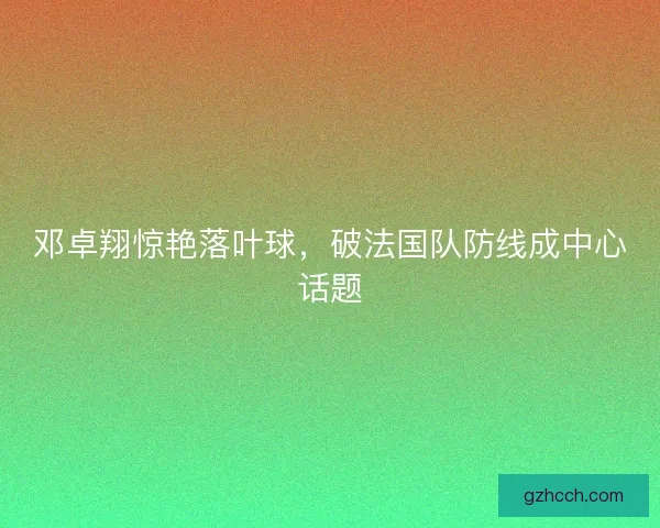 邓卓翔惊艳落叶球，破法国队防线成中心话题